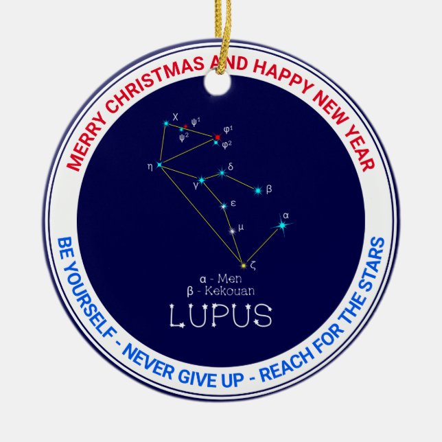 Södra Hemisphere Constellation Lupus Julgransprydnad Keramik (Framsidan)