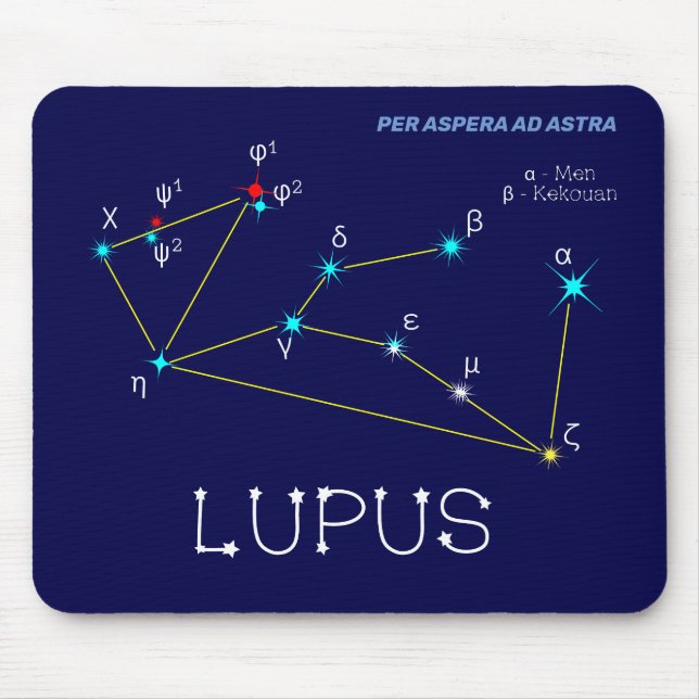 Södra Hemisphere Constellation Lupus Musmatta (Framsidan)