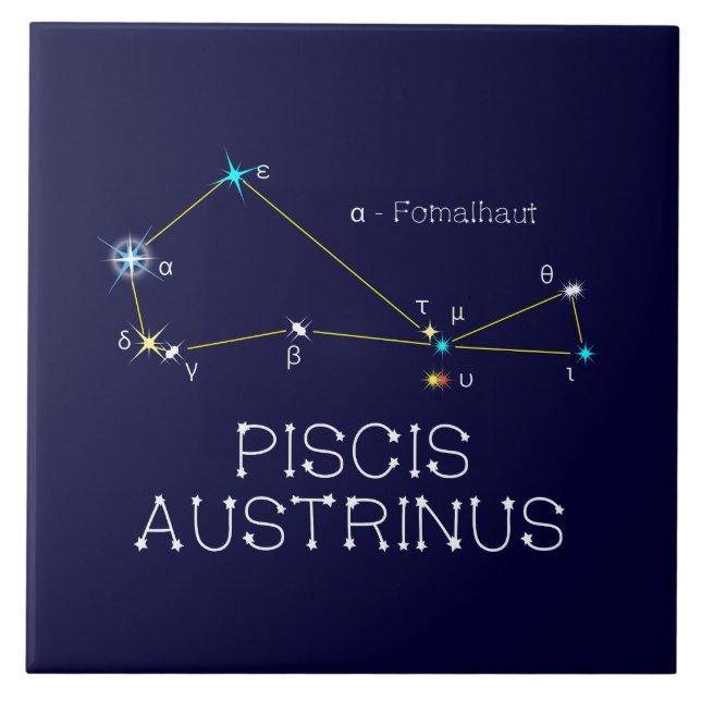Södra hemisphere Constellation Piscis Austrinus Kakelplatta (Framsidan)