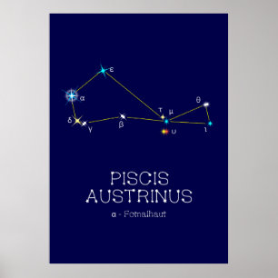 Södra hemisphere Constellation Piscis Austrinus Poster