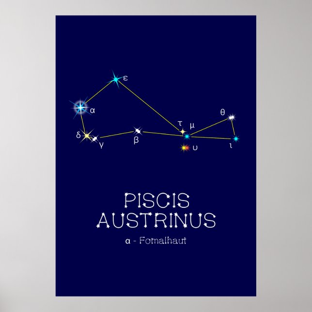 Södra hemisphere Constellation Piscis Austrinus Poster (Framsidan)