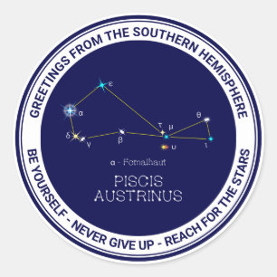 Södra Hemisphere Constellation Piscis Austrinus Runt Klistermärke