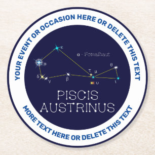 Södra hemisphere Constellation Piscis Austrinus Underlägg Papper Rund