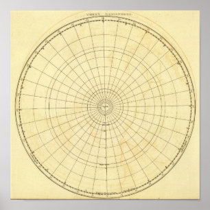 Södra Hemisphere-kontur Poster