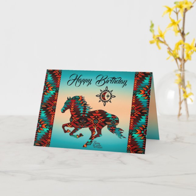 Södra Horse-mappat gratulationskort Kort (Gul blomma)