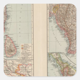 Södra Indien, Burma, Malaypeninsula Fyrkantigt Klistermärke