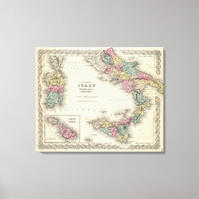 Södra Italien Konungariket Neapel Canvastryck (Framsida)