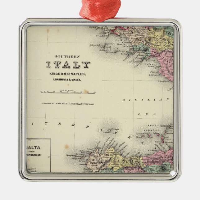 Södra Italien Kungariket Neapel Julgransprydnad Metall (Framsidan)