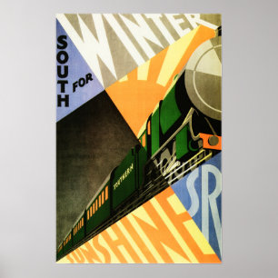Södra järnvägen Travel Vintage Art Deco Poster