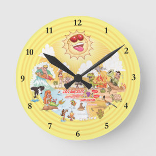 Södra Kalifornien-akrylklocka Rund Klocka