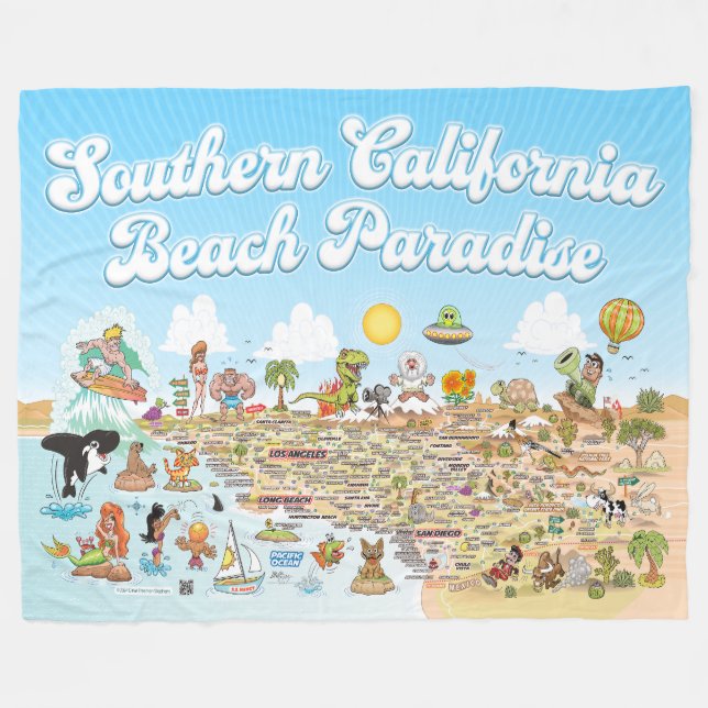 Södra Kalifornien Beach Paradise Fleece Blanket (Framsidan (Horisontell))