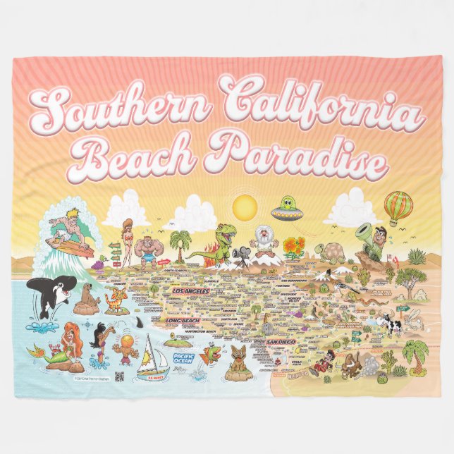 Södra Kalifornien Beach Paradise Fleece Blanket (Framsidan (Horisontell))