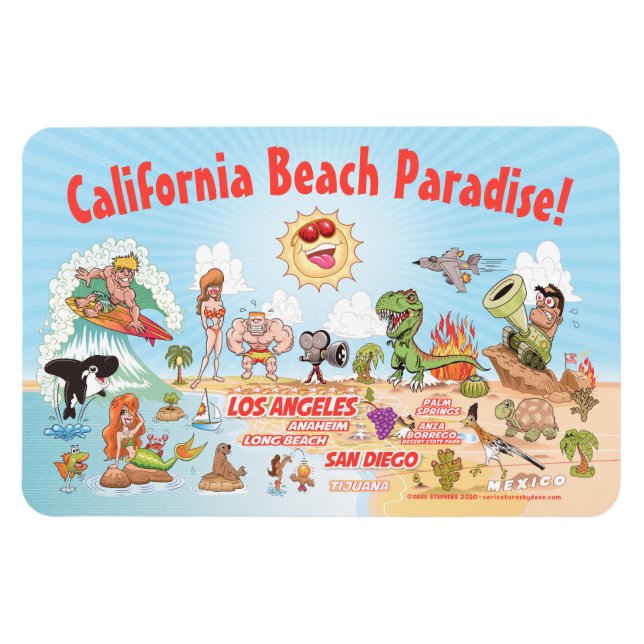 Södra Kalifornien Beach Paradise Magnet (Horisontell)