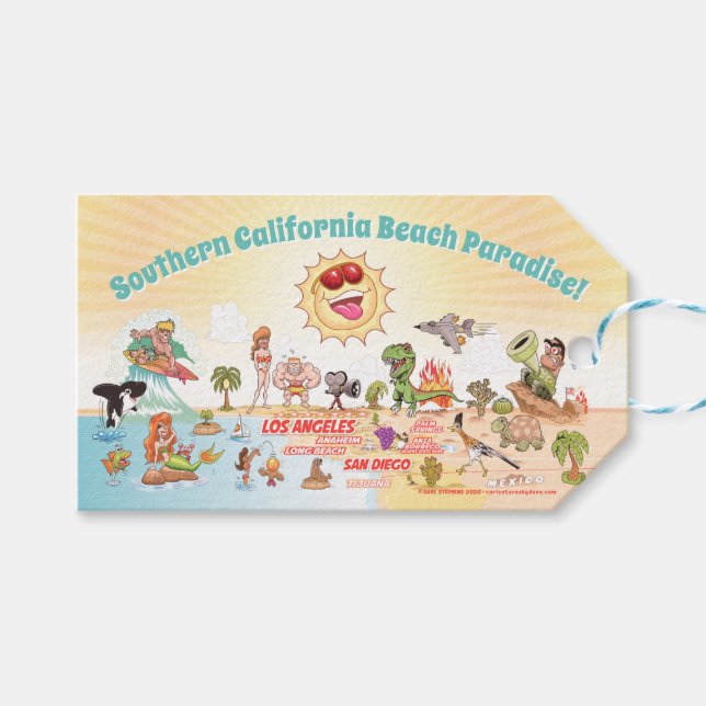 Södra Kalifornien Beach Paradise Presentetikett (Framsidan (Horisontell))
