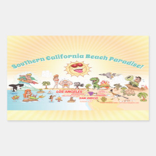 Södra Kalifornien Beach Paradise Rektangulärt Klistermärke