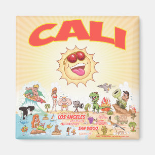 Södra Kalifornien Cali Tecknad Magnet