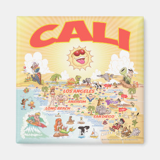 Södra Kalifornien Cali Tecknad Magnet