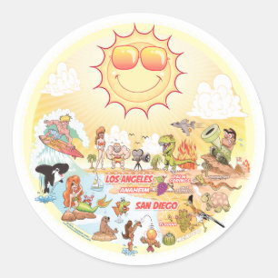 Södra Kalifornien Classic Round Sticker Runt Klistermärke