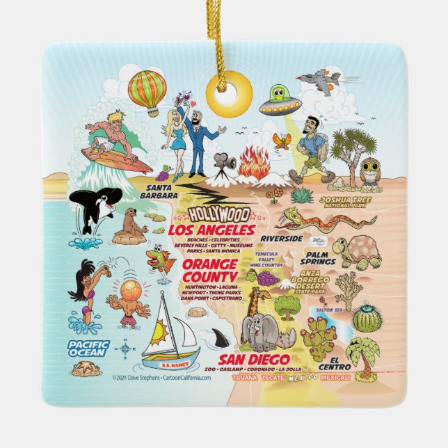 Södra Kalifornien Julgransprydnad Keramik (Framsida)
