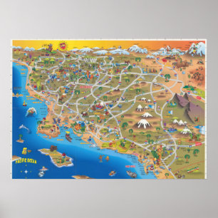 Södra Kalifornien karta Poster