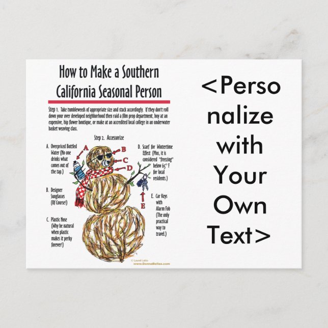 Södra Kalifornien Säsong Person Postcard Vykort (Framsida)