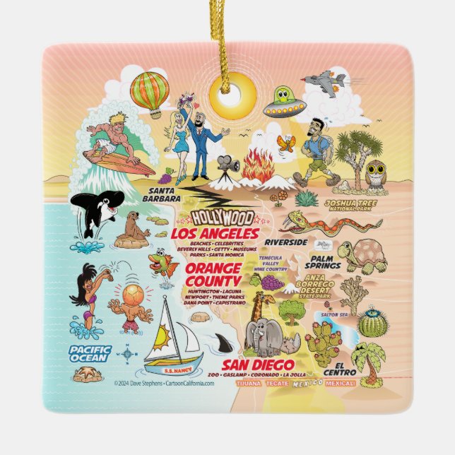 Södra Kalifornien Sunset Julgransprydnad Keramik (Framsida)
