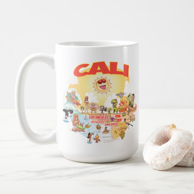 Södra Kalifornien-Tecknaden Kaffemugg (Med munk)