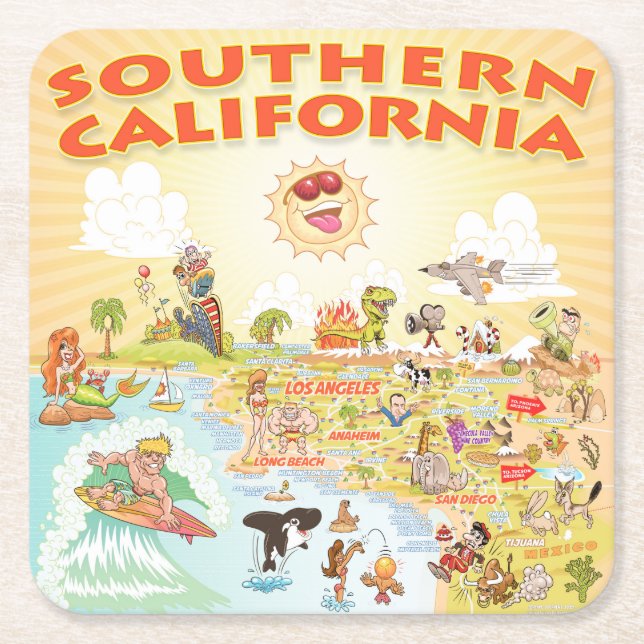 Södra Kaliforniens Tecknad Square Underlägg (Framsidan)