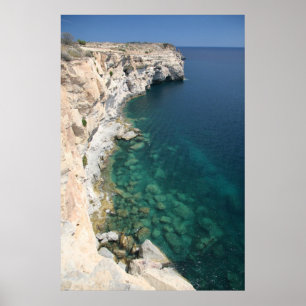 Södra klippor - peka av Malta 1 affisch