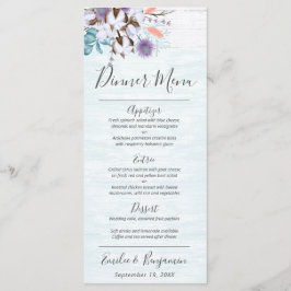 Södra Land Cotton Boll Rustic Bröllop Middag Meny