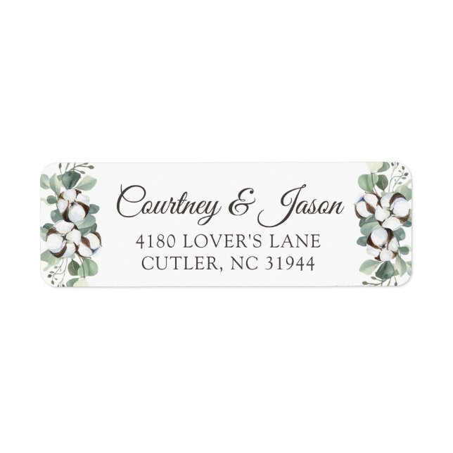 Södra Land Cotton Boll Rustic Wood Adress L Returadress Etikett (Framsidan)