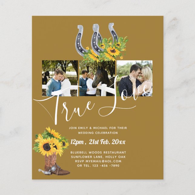 Södra Land Rustic Photo BUDGET Bröllop Flygblad (Framsidan)