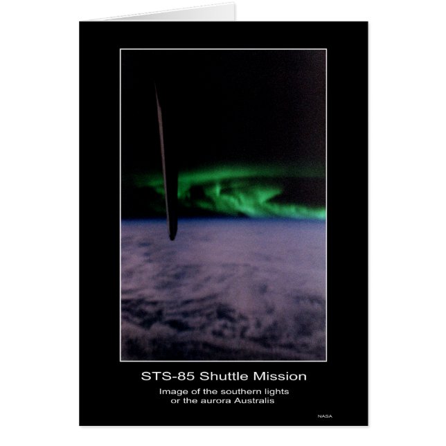 Södra ljus auroran Australien från NASA STS Hälsningskort (Framsidan)