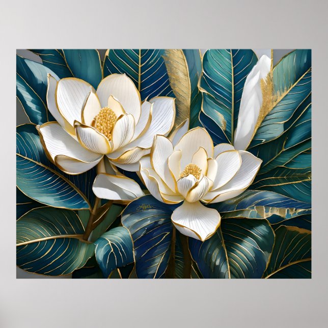 Södra Magnolia Art Poster (Framsidan)