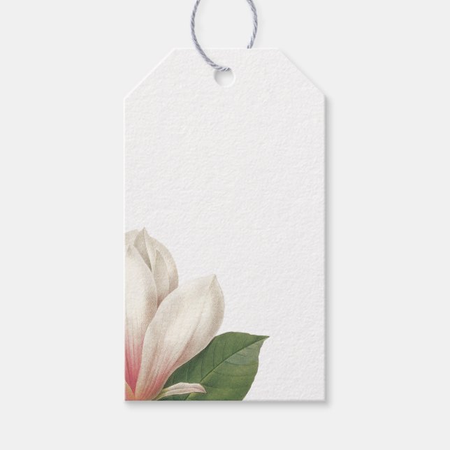 Södra Magnolia Blomma | Rosa och Vit Presentetikett (Framsidan)