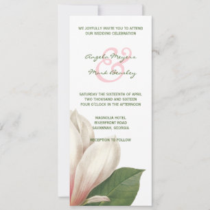 Södra Magnolia Flower Bröllop   Rosa och vit Inbjudningar