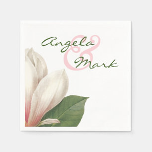 Södra Magnolia Flower Bröllop Rosa och vit Pappersservett