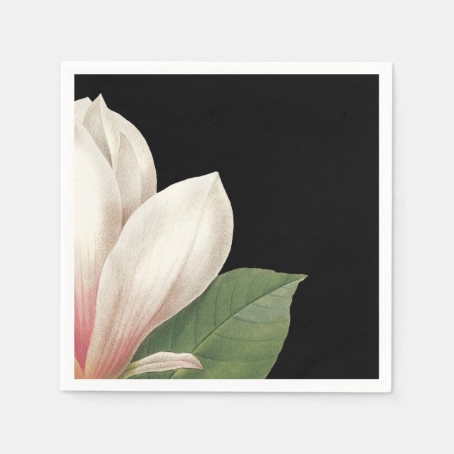 Södra Magnolia Flower | Rosa White Black Pappersservett (Framsidan)