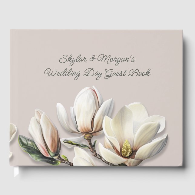 Södra Magnolia Flowers Bröllop Guest Bok (Framsida)