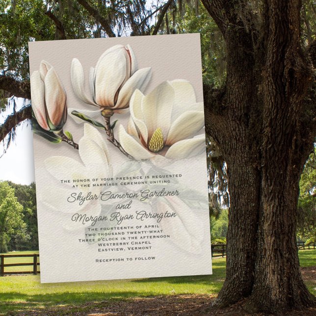 Södra Magnolia Flowers bröllopsinbjudan Inbjudningar (Skapare uppladdad)