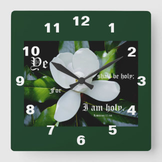 Södra Magnolia med Leviticus 11:44 Fyrkantig Klocka