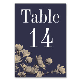 Södra Magnolias och Midnight Blue Bröllop Bordsnummer