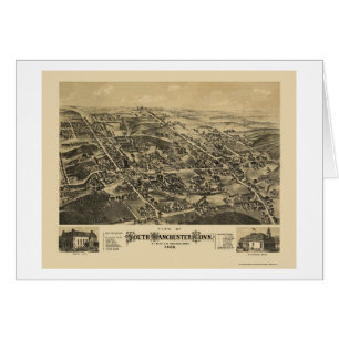 Södra Manchester, panorama- karta för CT - 1880 Hälsningskort