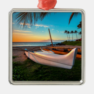 Södra Maui strand på solnedgång Maui, Hawaii Julgransprydnad Metall
