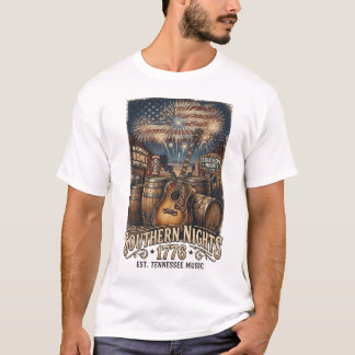 Södra nätter 1776 Nashville Gitarr Whiskey. T Shirt