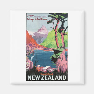 Södra ön Nya Zeeland Travel Poster Magnet