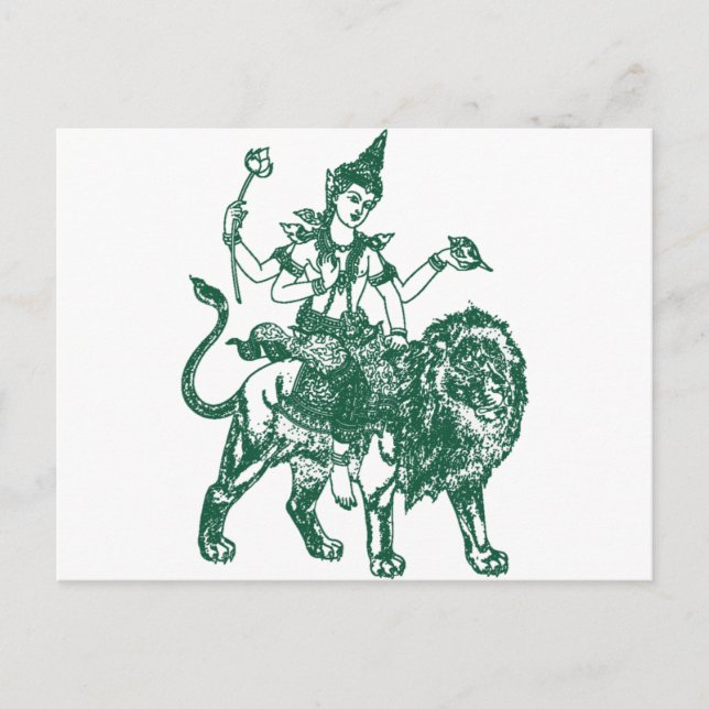 SÖDRA ÖSTER ASIAN SITTA BUDDHA PÅ LEJON VYKORT (Framsida)