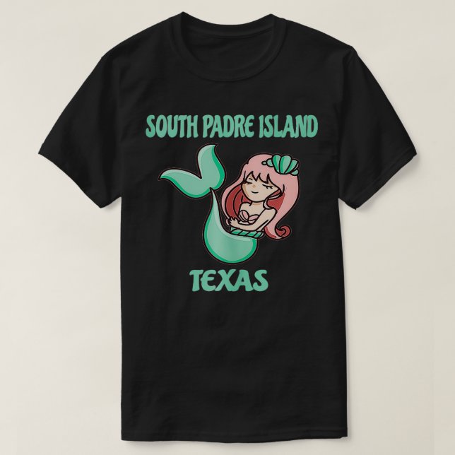 Södra Padre Island Cute Sjöjungfru Thmet T Shirt (Design framsida)