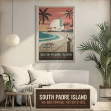 Södra Padre Island - Retro Coastal Poster