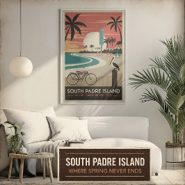 Södra Padre Island - Retro Coastal Poster